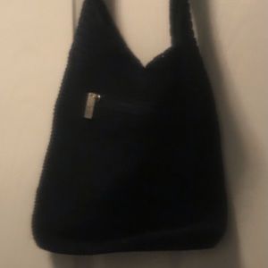 The Sak black crochet purse snap close 11x 13